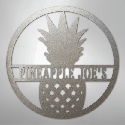Custom Metal Wall Art - Personalized Pineapple Welcome Sign Silver