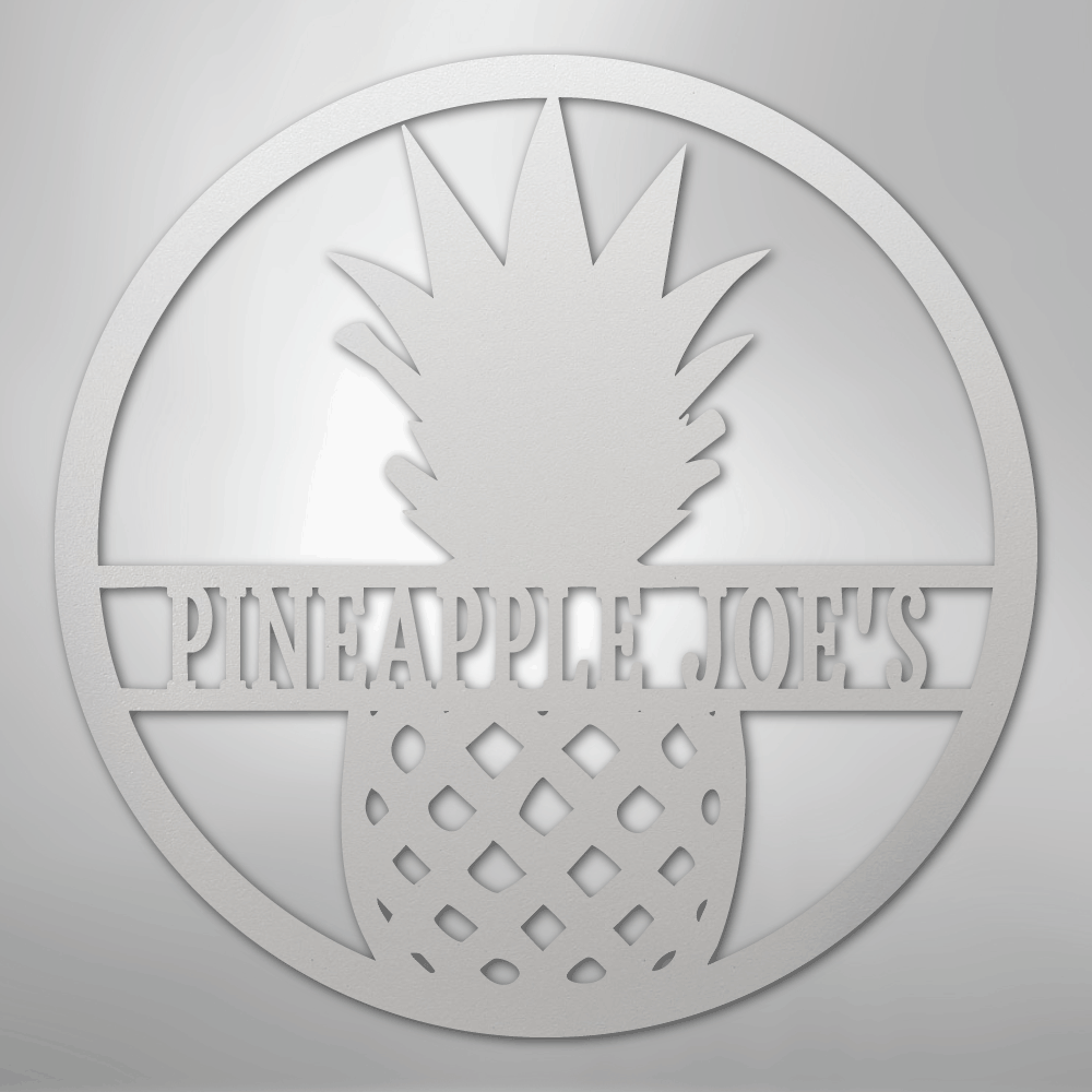 Custom Metal Wall Art - Personalized Pineapple Welcome Sign White