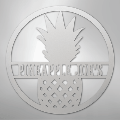 Custom Metal Wall Art - Personalized Pineapple Welcome Sign White