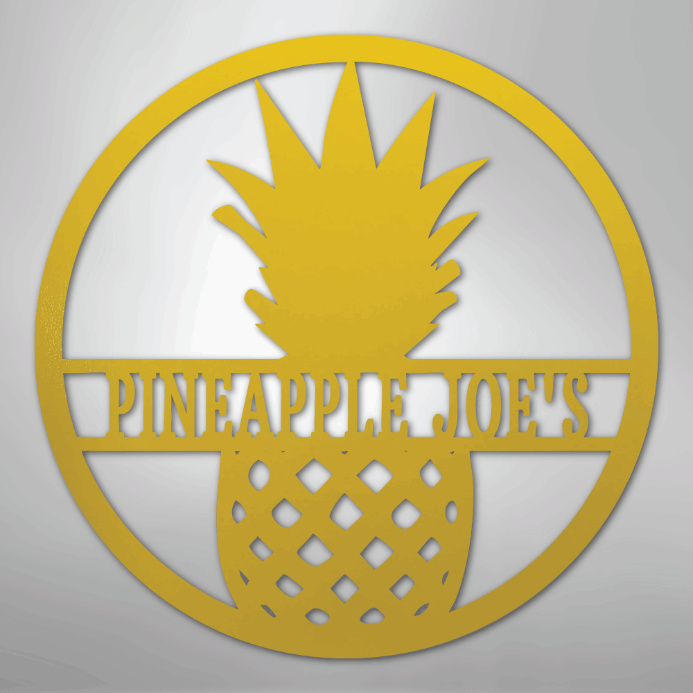 Custom Metal Wall Art - Personalized Pineapple Welcome Sign Yellow