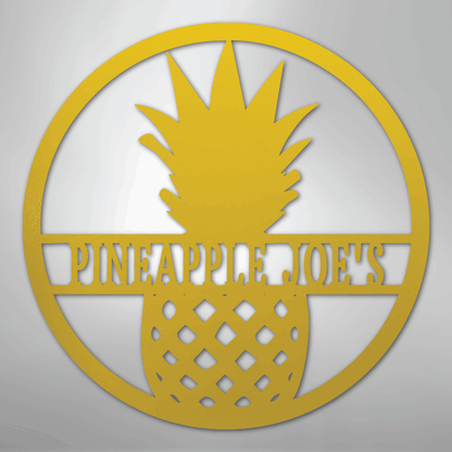 Custom Metal Wall Art - Personalized Pineapple Welcome Sign Yellow