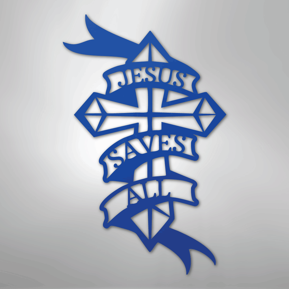 Metal Wall Art - Christian Sign Blue