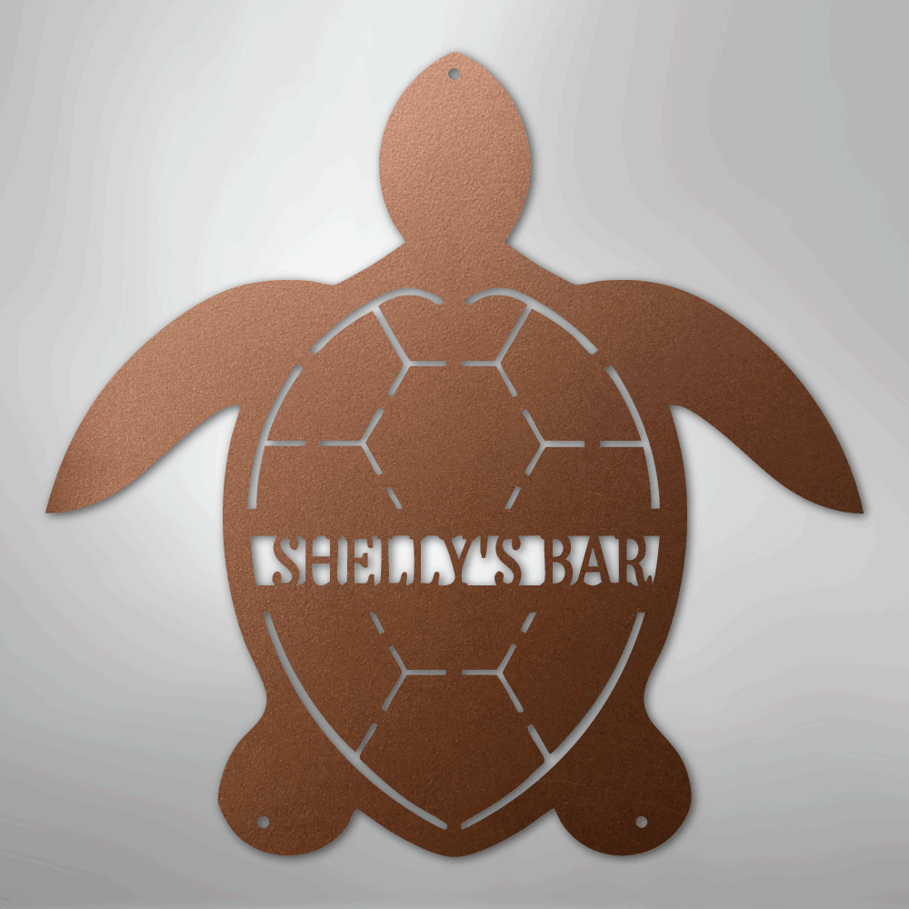 Custom Metal Wall Art - Personalized Sea Turtle Monogram Sign Copper