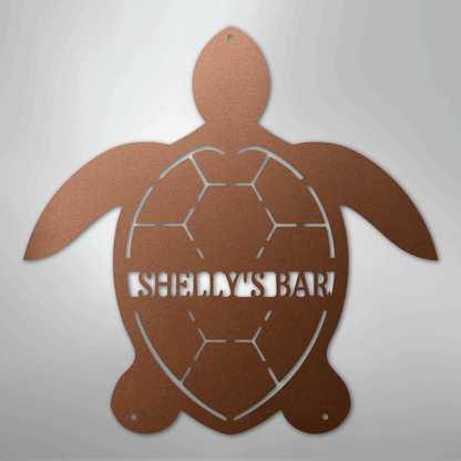 Custom Metal Wall Art - Personalized Sea Turtle Monogram Sign Copper