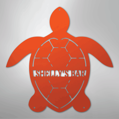 Custom Metal Wall Art - Personalized Sea Turtle Monogram Sign Orange