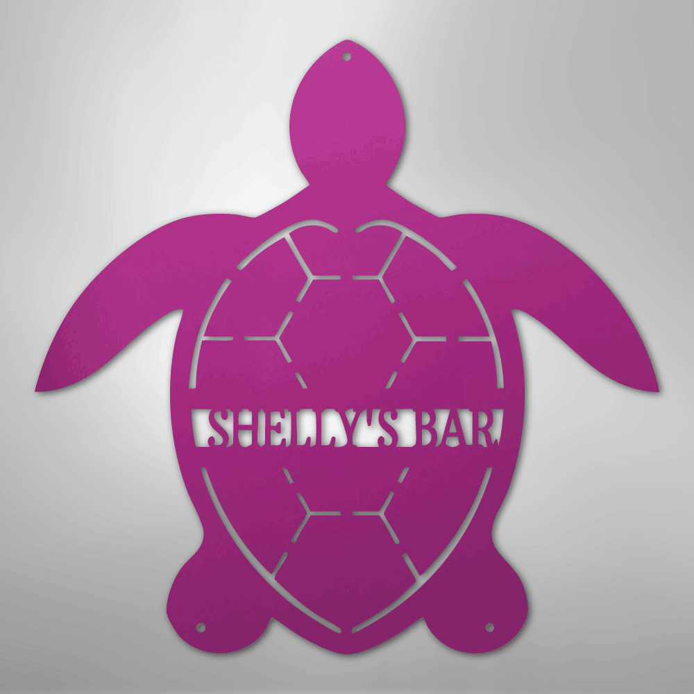 Custom Metal Wall Art - Personalized Sea Turtle Monogram Sign Purple