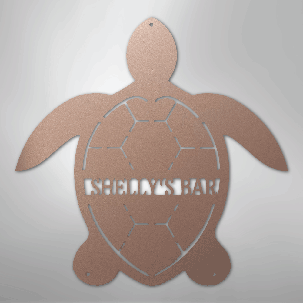 Custom Metal Wall Art - Personalized Sea Turtle Monogram Sign Rose
