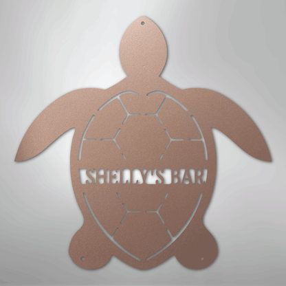Custom Metal Wall Art - Personalized Sea Turtle Monogram Sign Rose