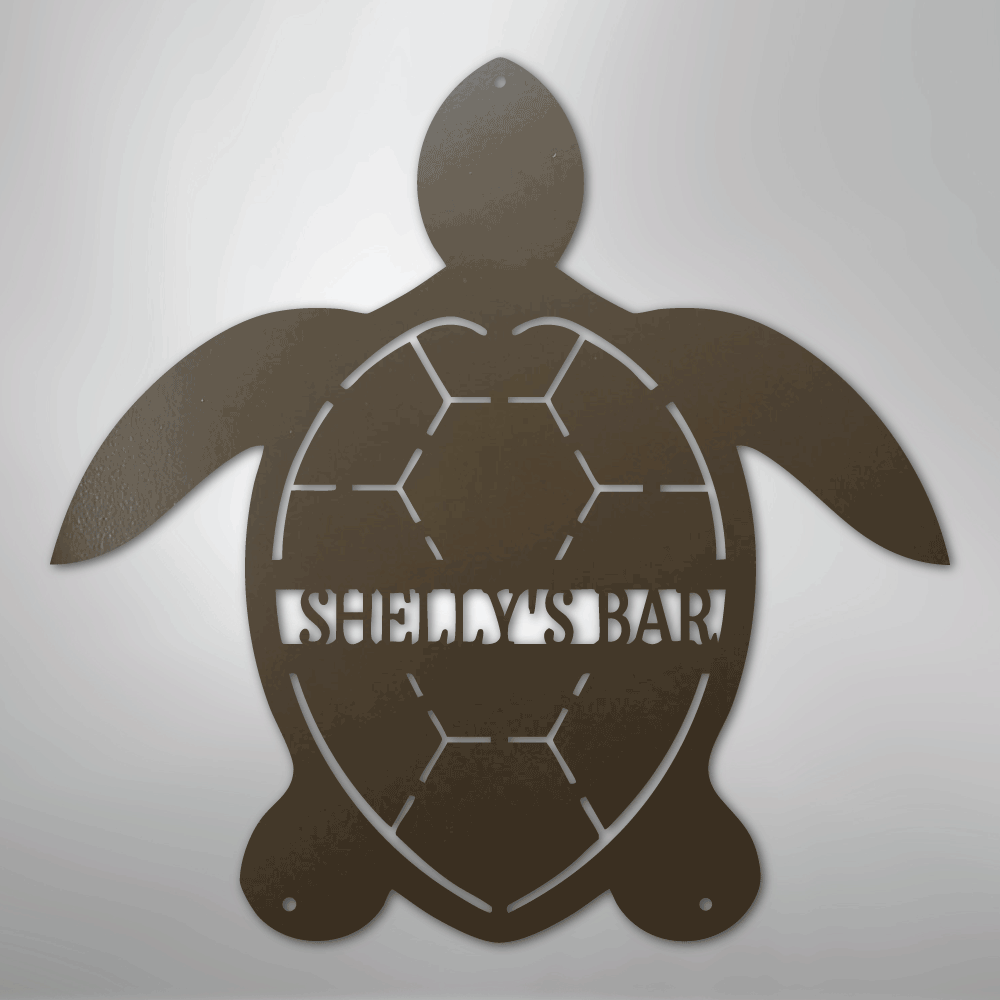 Custom Metal Wall Art - Personalized Sea Turtle Monogram Sign Stone
