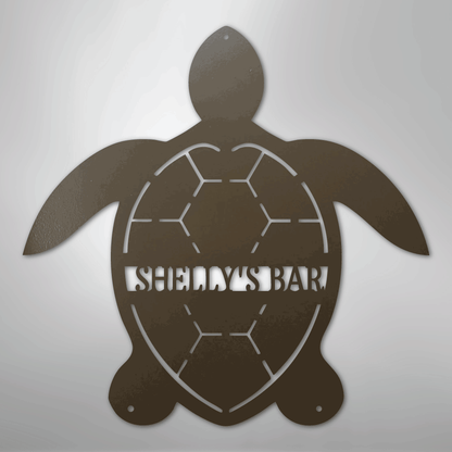 Custom Metal Wall Art - Personalized Sea Turtle Monogram Sign Stone