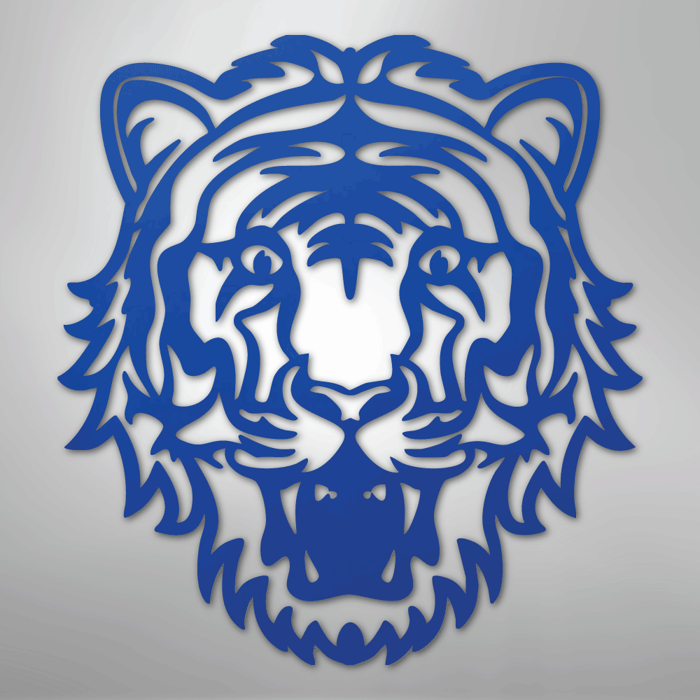 Metal Wall Art - Tiger Sign Blue