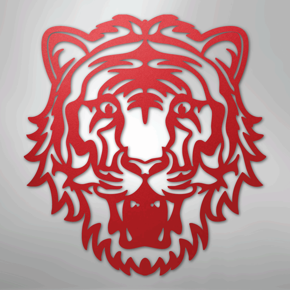 Metal Wall Art - Tiger Sign Red