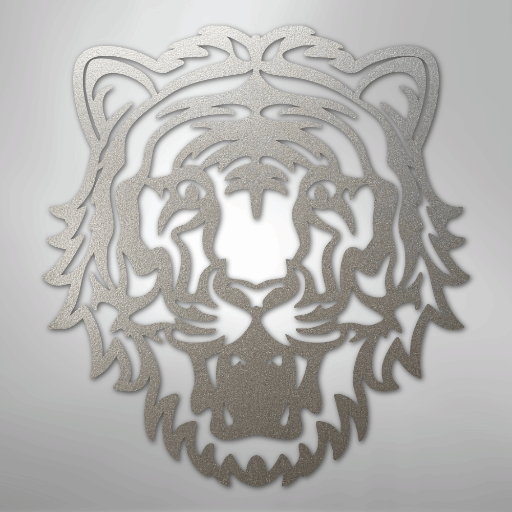Metal Wall Art - Tiger Sign Silver