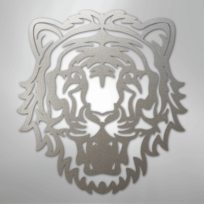 Metal Wall Art - Tiger Sign Silver