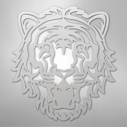 Metal Wall Art - Tiger Sign White