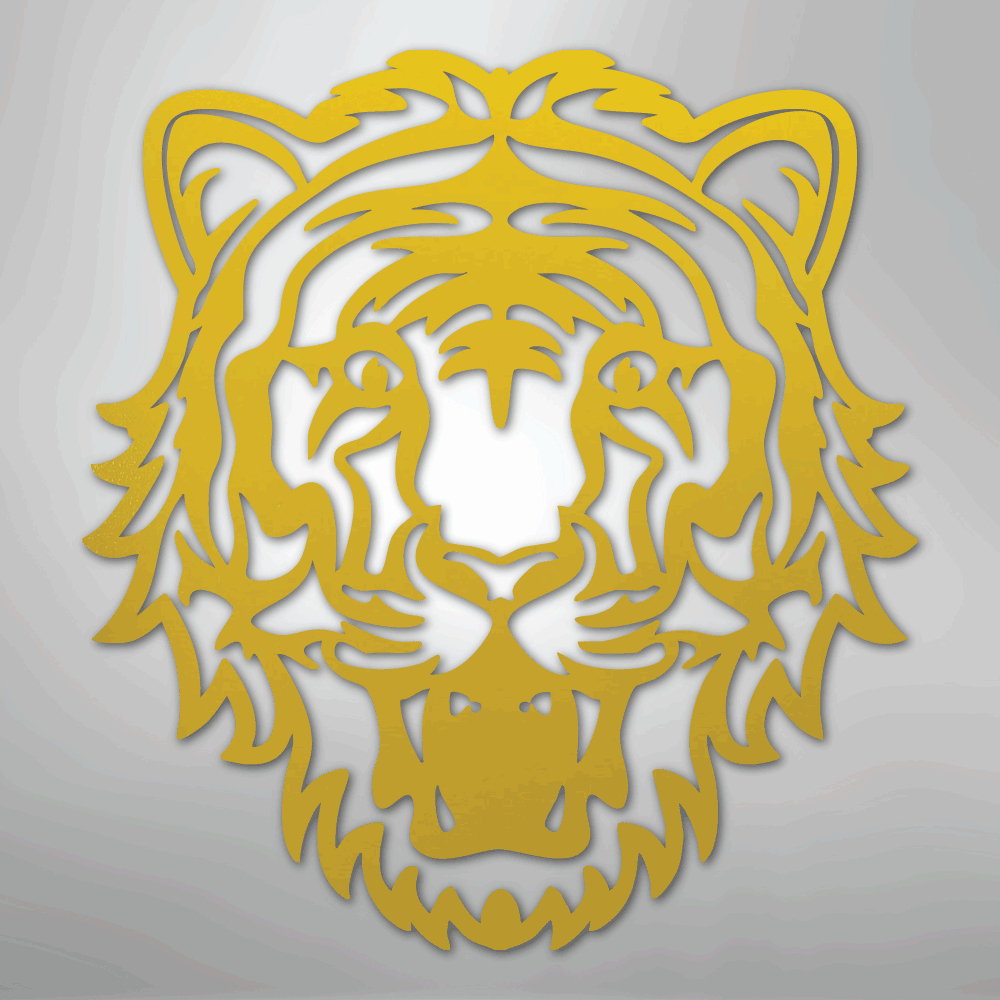 Metal Wall Art - Tiger Sign Yellow