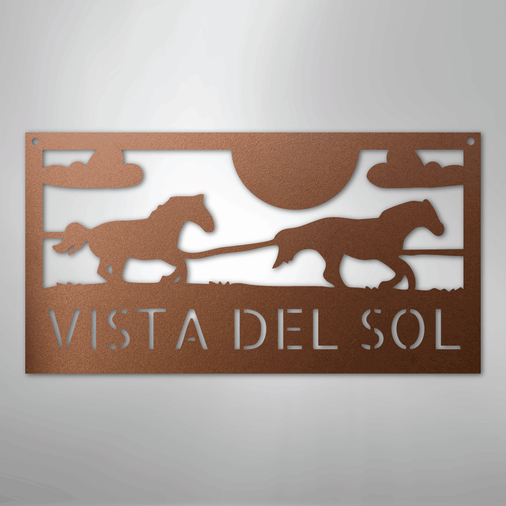 Custom Metal Wall Art - Personalized Horse Racing Monogram Sign Copper