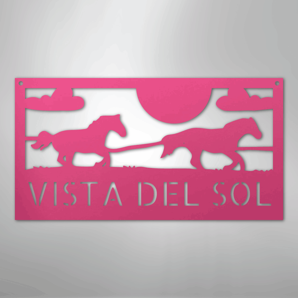 Custom Metal Wall Art - Personalized Horse Racing Monogram Sign Pink