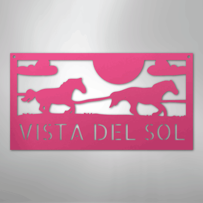 Custom Metal Wall Art - Personalized Horse Racing Monogram Sign Pink
