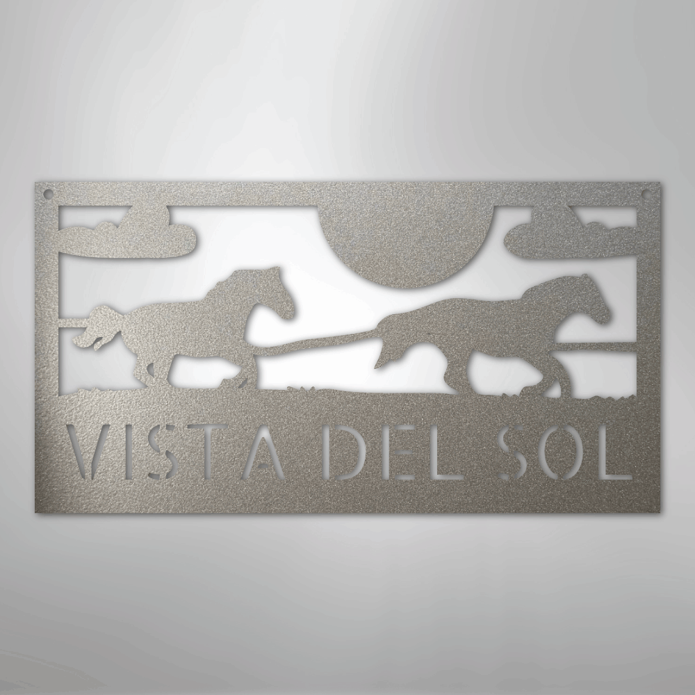 Custom Metal Wall Art - Personalized Horse Racing Monogram Sign Silver