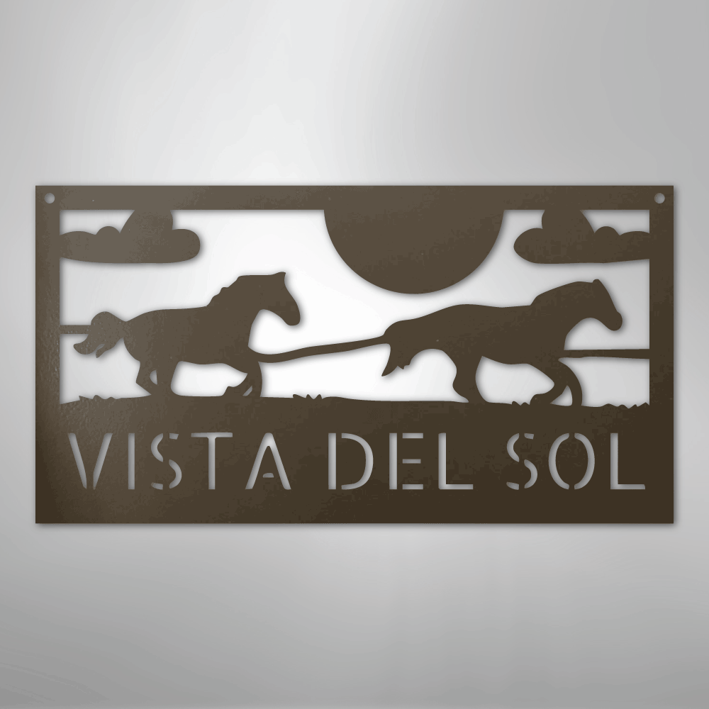 Custom Metal Wall Art - Personalized Horse Racing Monogram Sign Stone