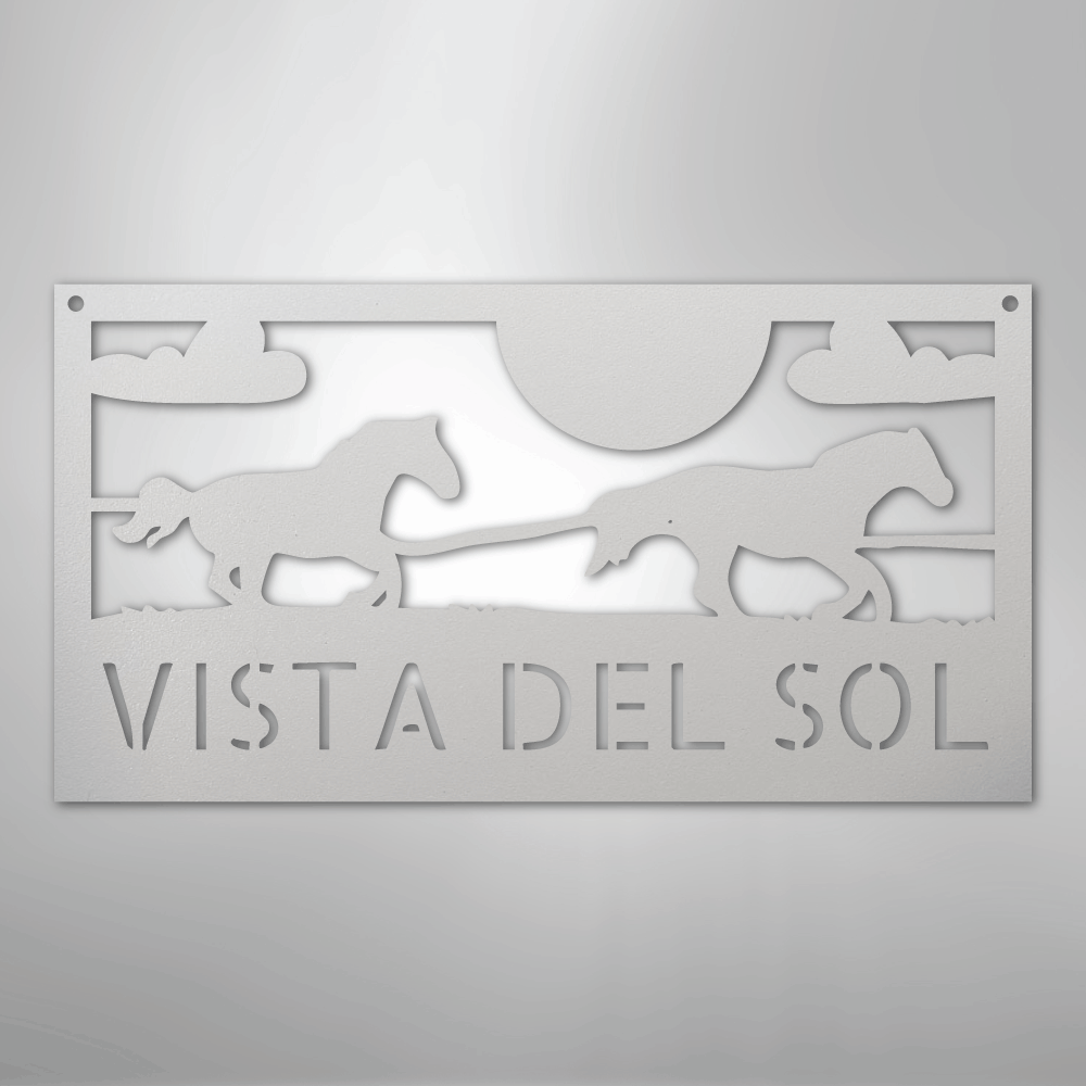 Custom Metal Wall Art - Personalized Horse Racing Monogram Sign White