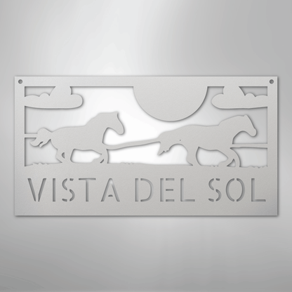 Custom Metal Wall Art - Personalized Horse Racing Monogram Sign White