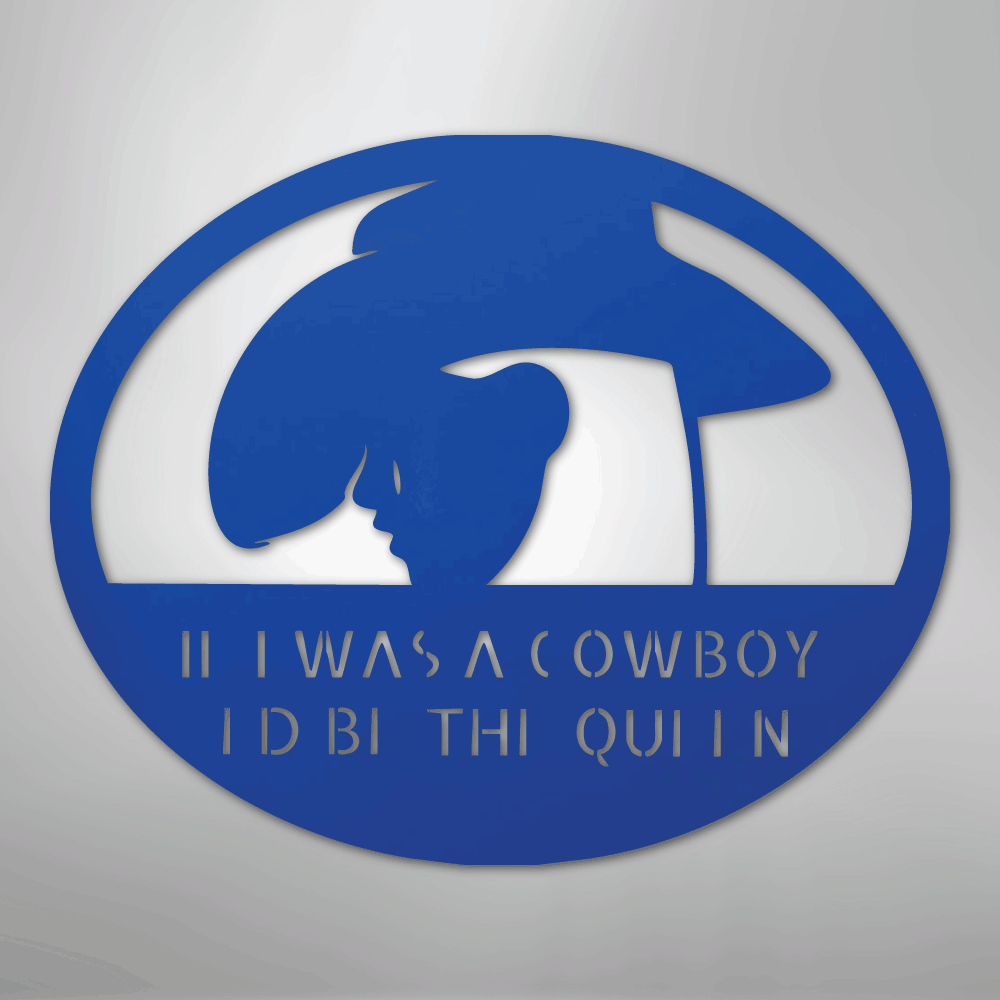 Custom Metal Wall Art - Personalized Cowgirl Sign Blue