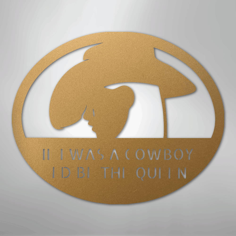 Custom Metal Wall Art - Personalized Cowgirl Sign Gold