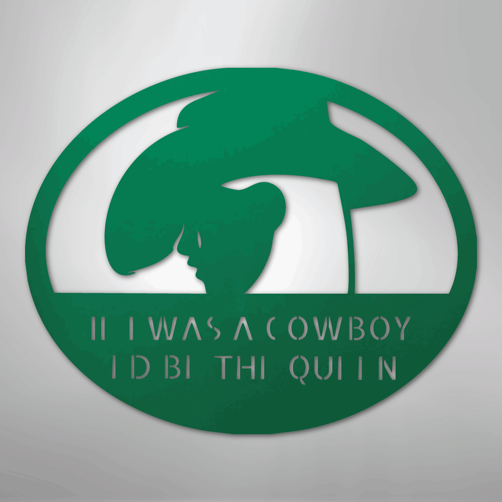 Custom Metal Wall Art - Personalized Cowgirl Sign Green