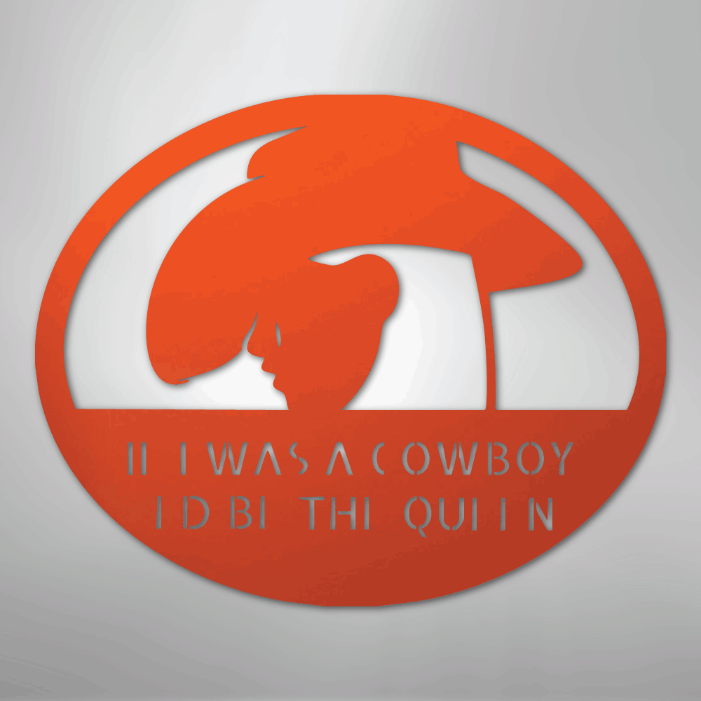Custom Metal Wall Art - Personalized Cowgirl Sign Orange