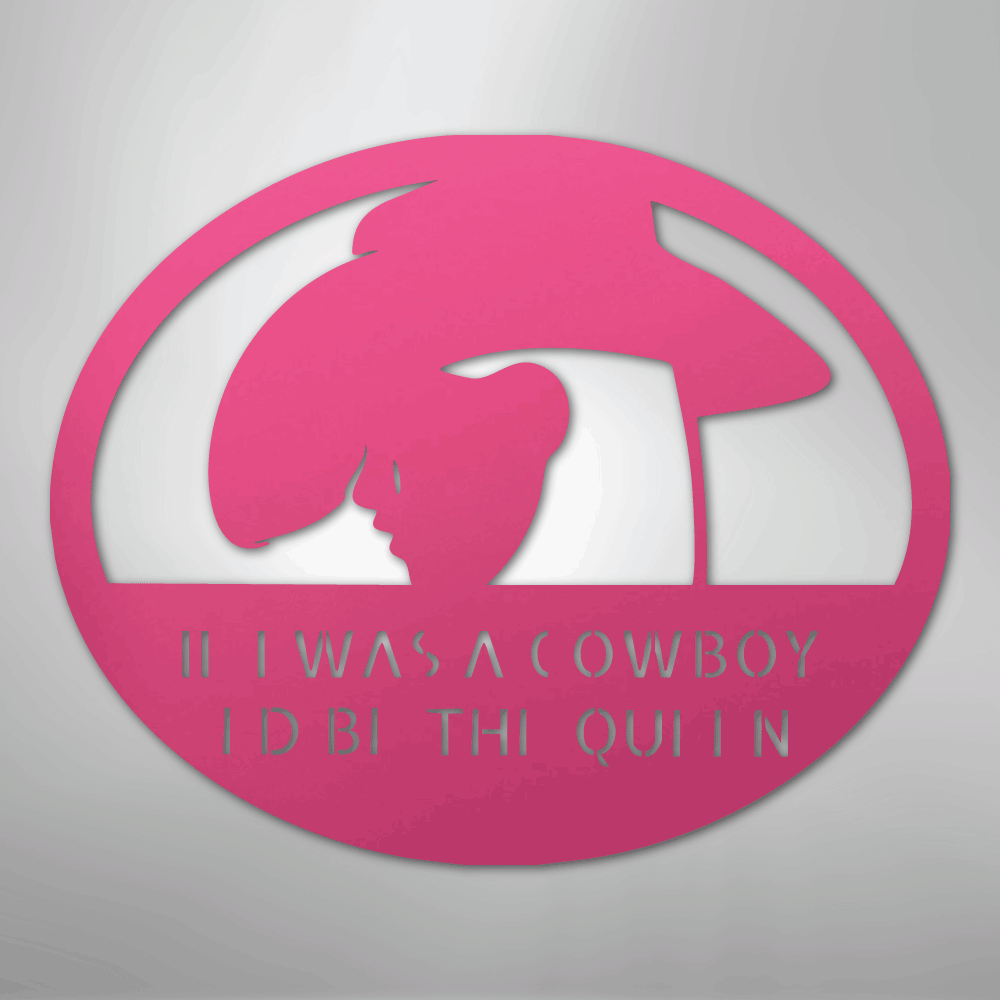 Custom Metal Wall Art - Personalized Cowgirl Sign Pink