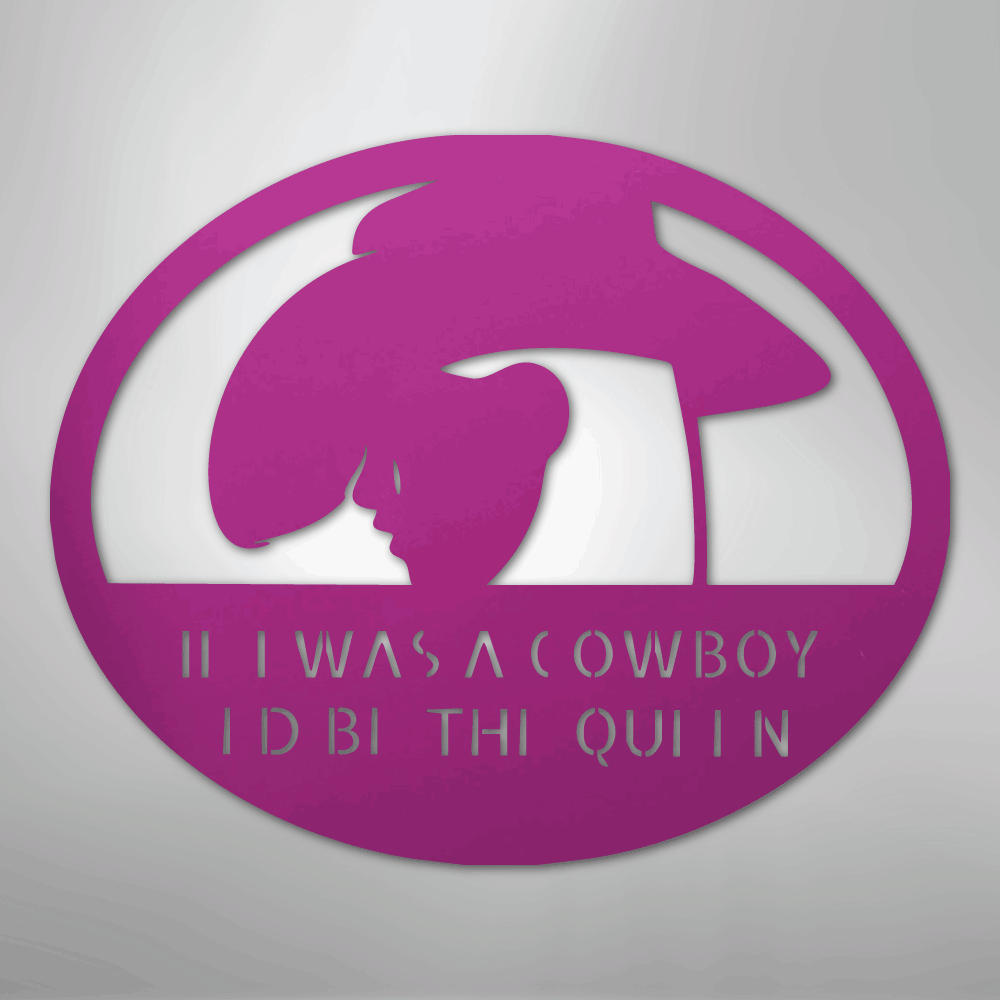 Custom Metal Wall Art - Personalized Cowgirl Sign Purple