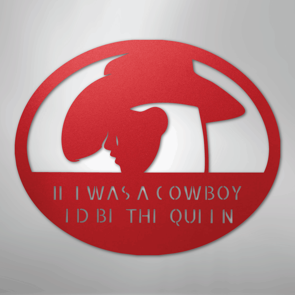 Custom Metal Wall Art - Personalized Cowgirl Sign Red
