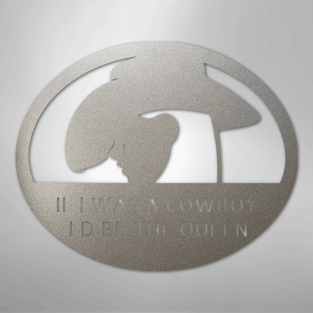 Custom Metal Wall Art - Personalized Cowgirl Sign Silver
