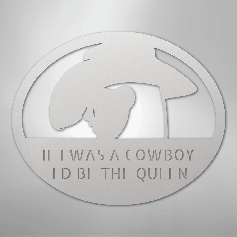 Custom Metal Wall Art - Personalized Cowgirl Sign White