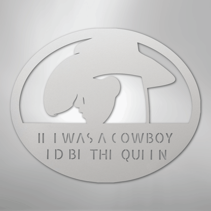 Custom Metal Wall Art - Personalized Cowgirl Sign White
