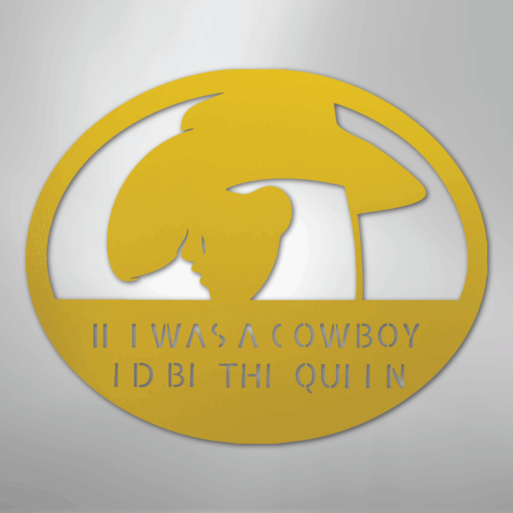 Custom Metal Wall Art - Personalized Cowgirl Sign Yellow