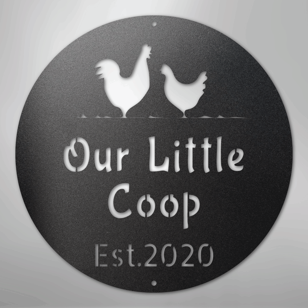 Custom Metal Wall Art - Personalized Chicken Coop Name Sign