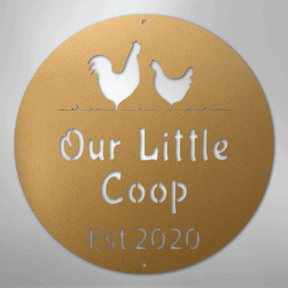 Custom Metal Wall Art - Personalized Chicken Coop Name Sign Gold