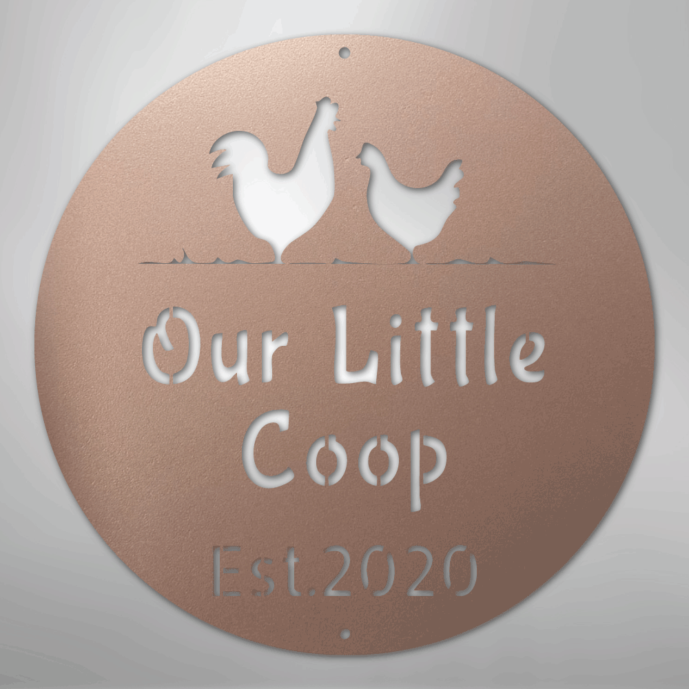 Custom Metal Wall Art - Personalized Chicken Coop Name Sign Rose
