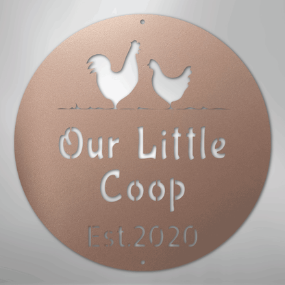 Custom Metal Wall Art - Personalized Chicken Coop Name Sign Rose