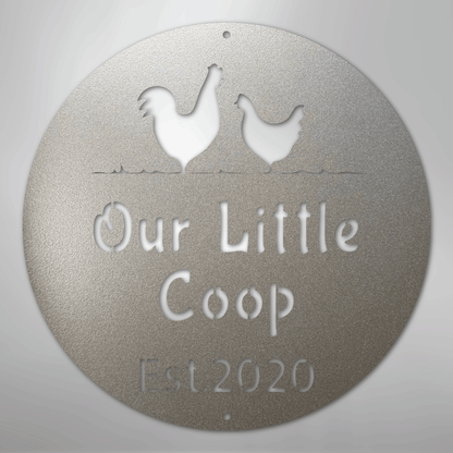 Custom Metal Wall Art - Personalized Chicken Coop Name Sign Silver