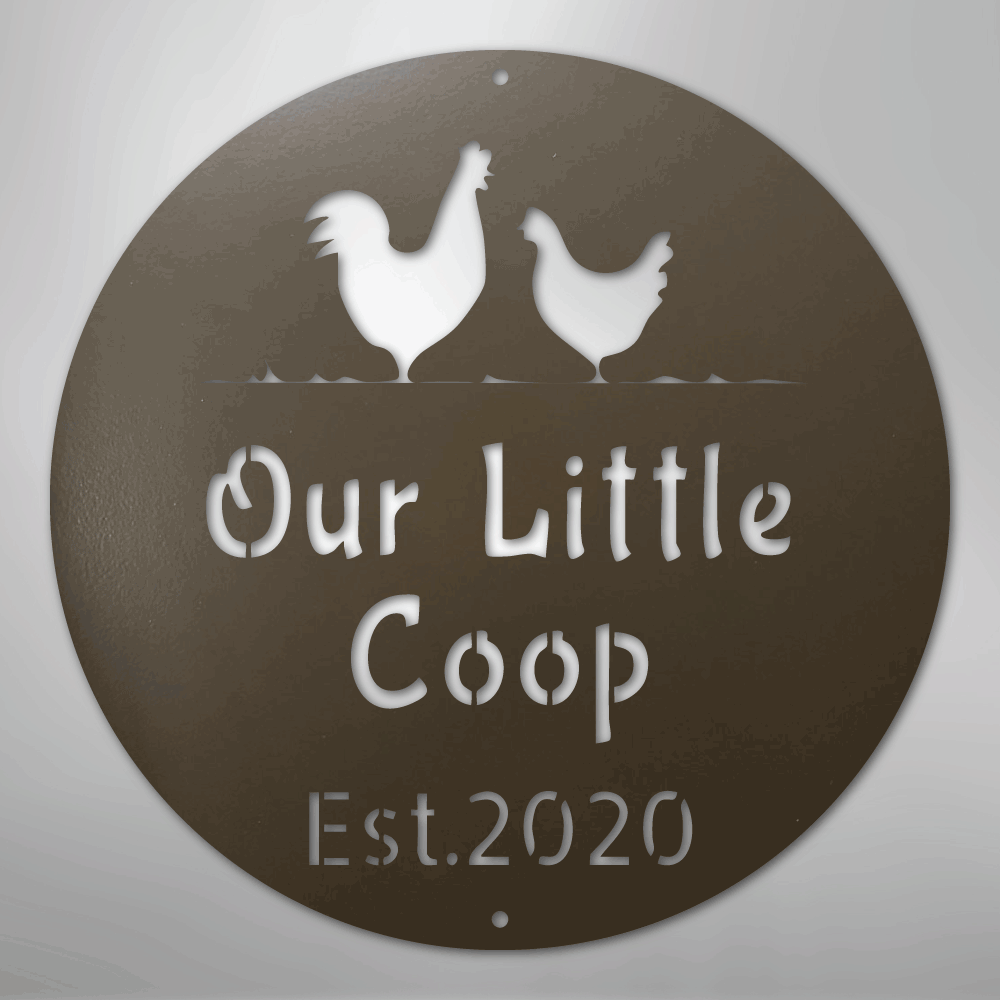 Custom Metal Wall Art - Personalized Chicken Coop Name Sign Stone