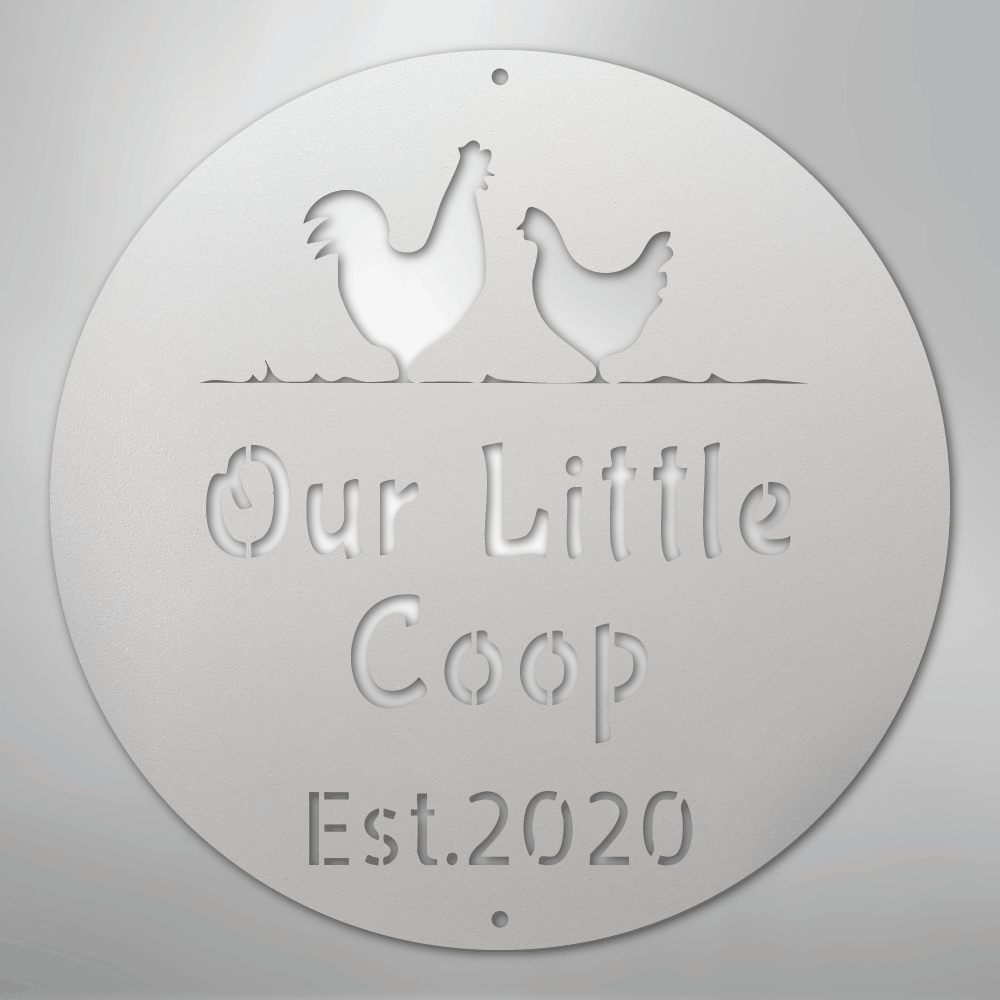 Custom Metal Wall Art - Personalized Chicken Coop Name Sign White