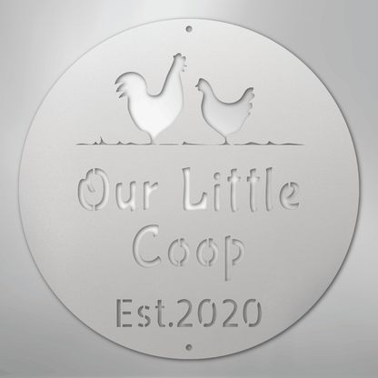 Custom Metal Wall Art - Personalized Chicken Coop Name Sign White
