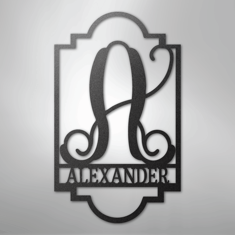Custom Metal Wall Art - Personalized Split Letter Name Monogram Sign