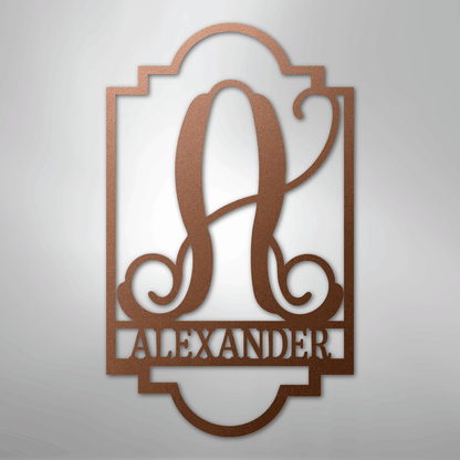 Custom Metal Wall Art - Personalized Split Letter Name Monogram Sign Copper