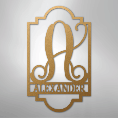 Custom Metal Wall Art - Personalized Split Letter Name Monogram Sign Gold