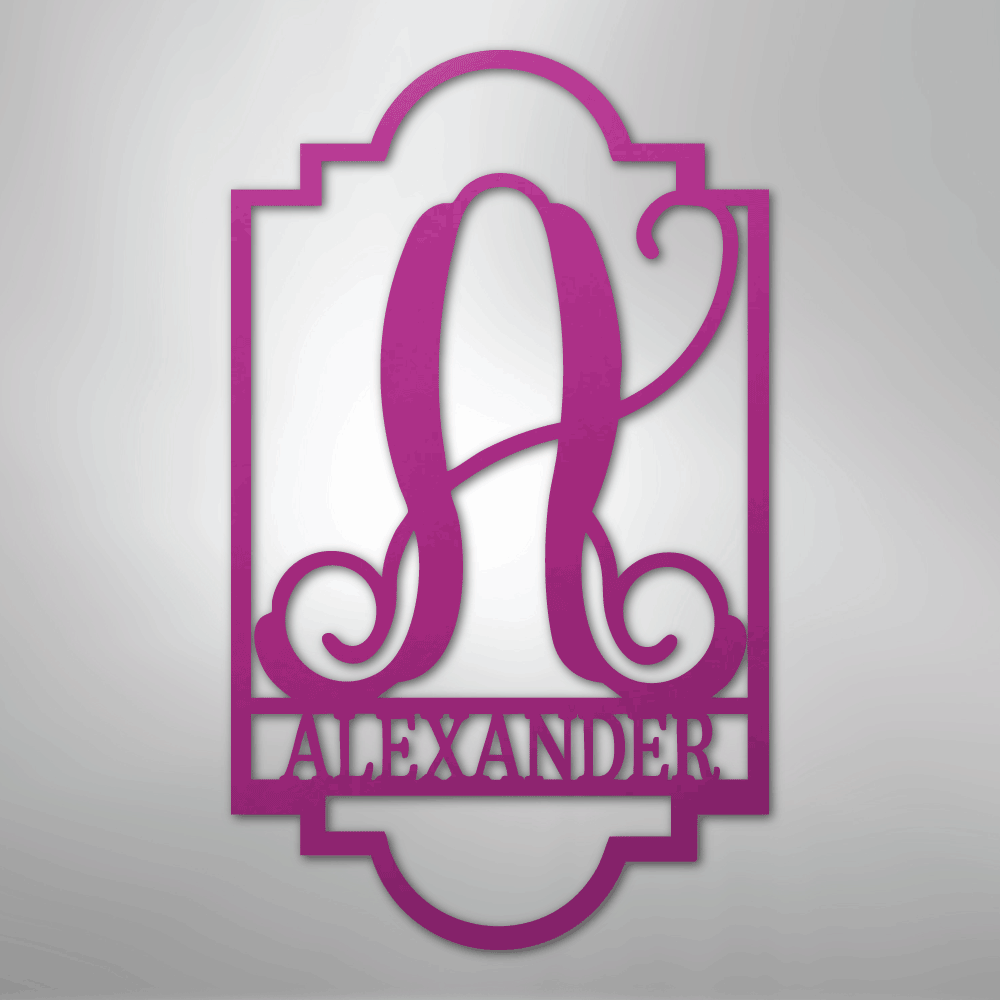 Custom Metal Wall Art - Personalized Split Letter Name Monogram Sign Purple